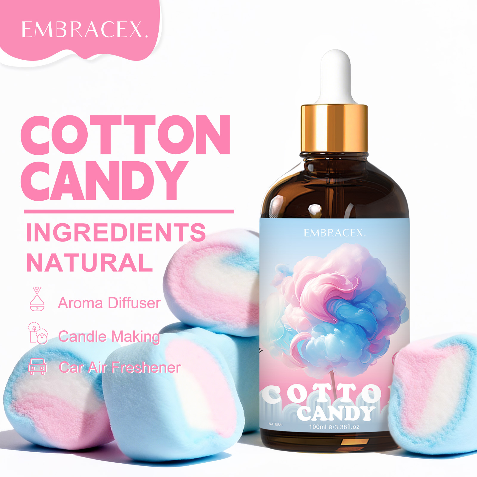 Home Fragrance Accessories - 100ml Cotton Candy Essential Oil Diffusers