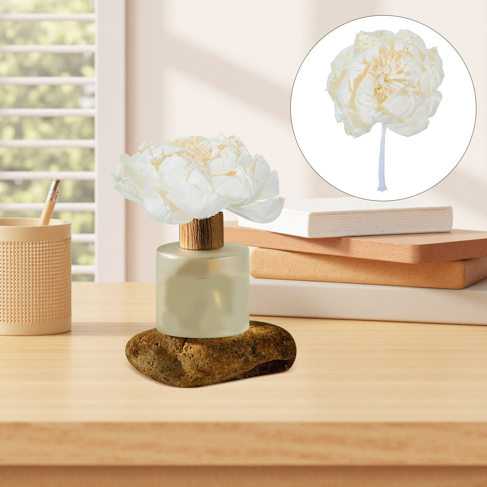 Home Fragrance Oil Diffuser - Peony Head Fragrance Diffuser 12Cm Faux