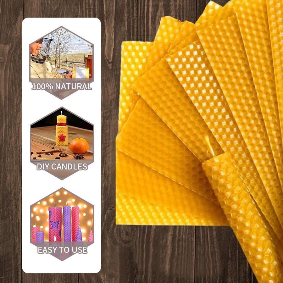 Beeswax Taper Candle - Beeswax Taper Candles Hand-Rolled Honeycomb Design