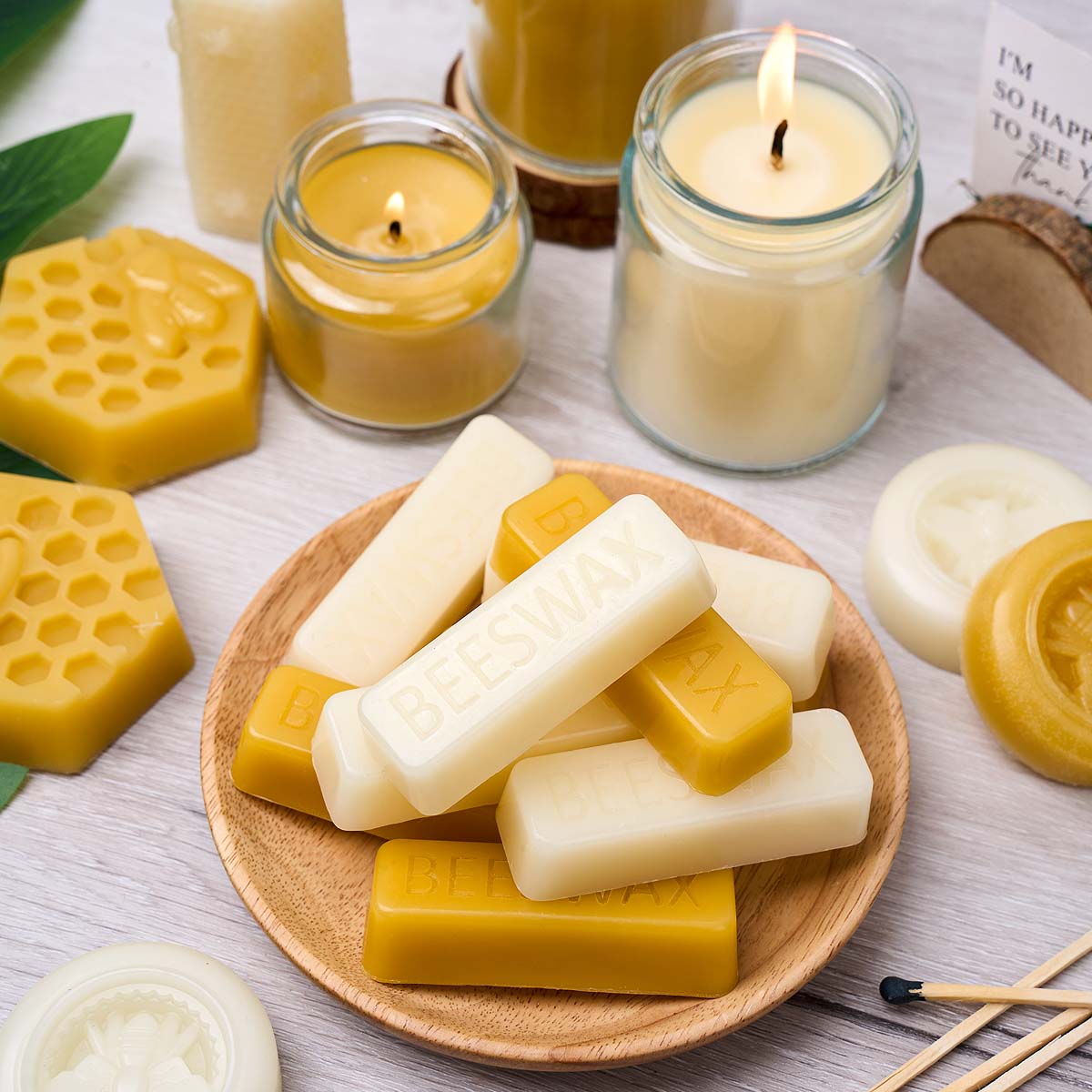 1pcs/5pcs Yellow White Beeswax - огляд і ціна Beeswax Taper Candle